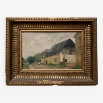 Tableau huile sur bois maisons