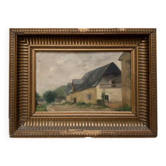 Tableau huile sur bois maisons