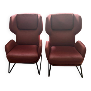 Lot de 2 fauteuils bordeaux