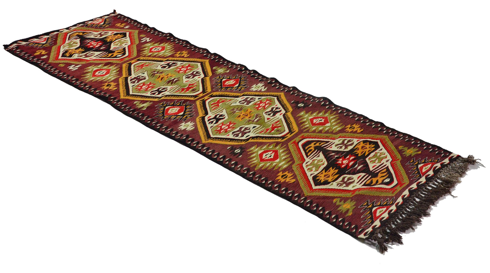 Tapis kilim artisanal anatolien 282 cm x 90 cm