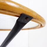 Table d'appoint milieu du siècle en bambou, métal et verre - Pays-Bas années 1960