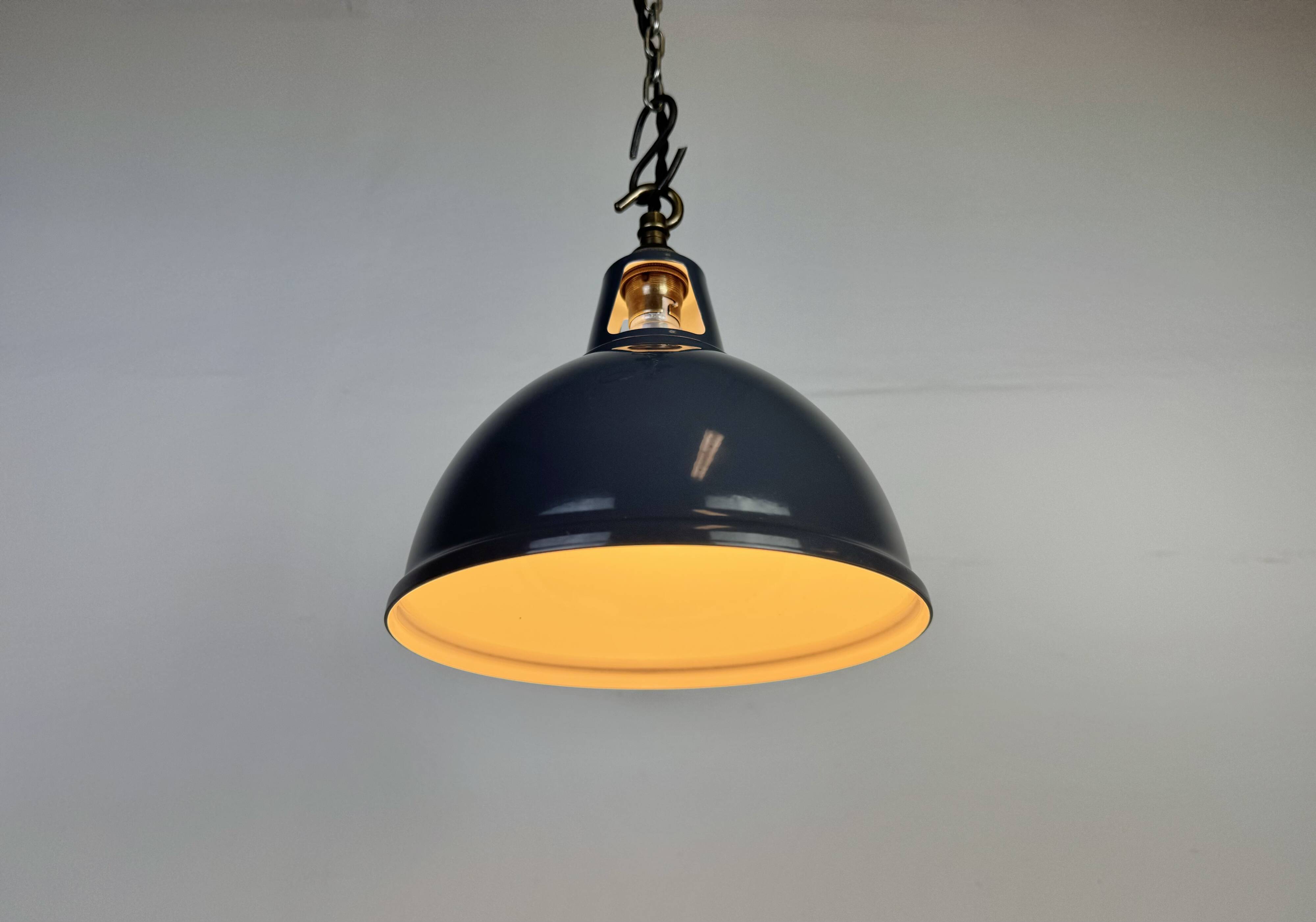 Vintage Industrial Grey Painted Pendant Lamp