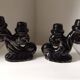 Set of black Vallauris candlesticks, 1950s vintage