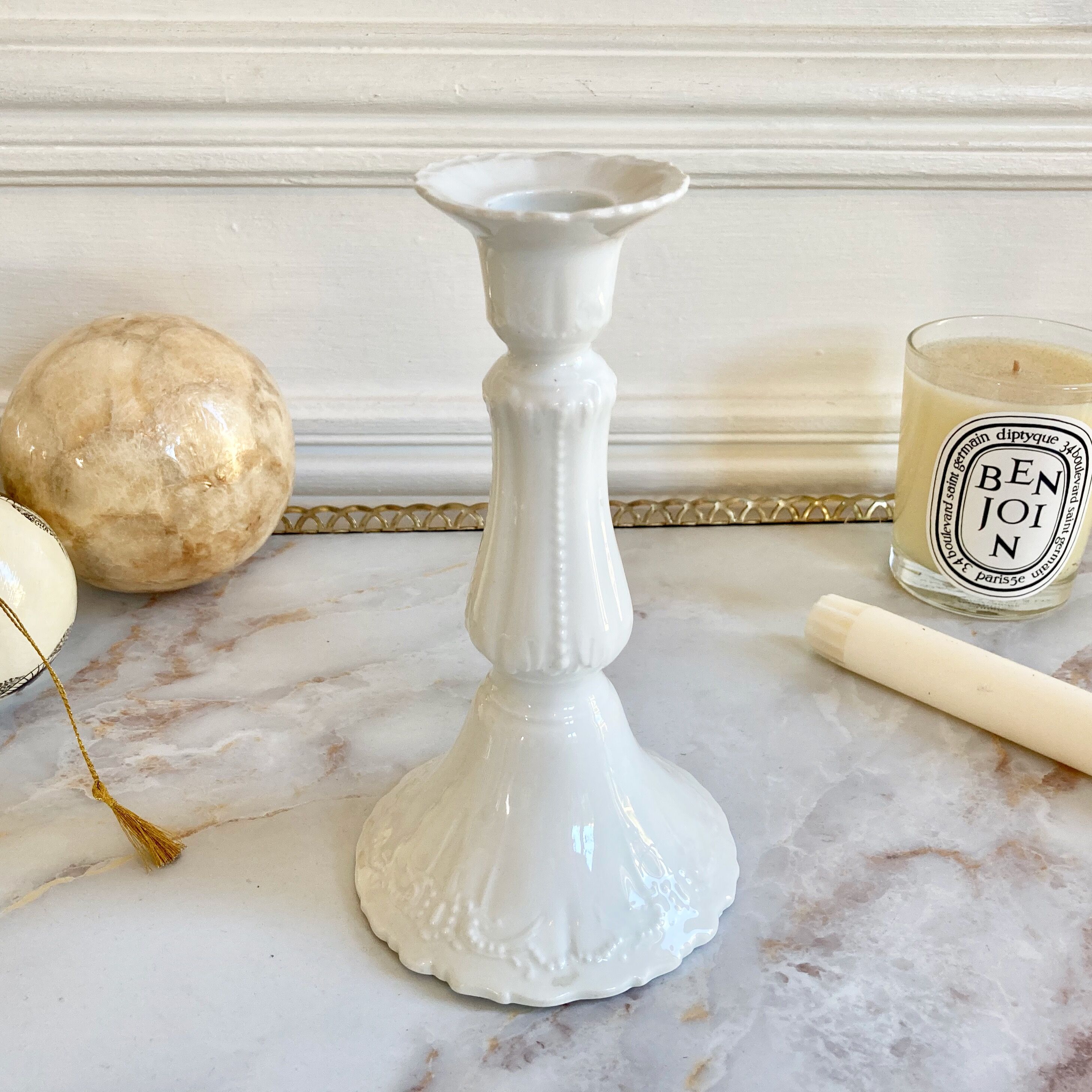 Antique porcelain candle holder