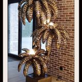 Lampadaire triple Palmiers de la Maison Jansen de Paris - Luminaire - Laiton