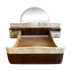 Bed with integrated bedside in rosewood and parchment, art deco period, twentieth century