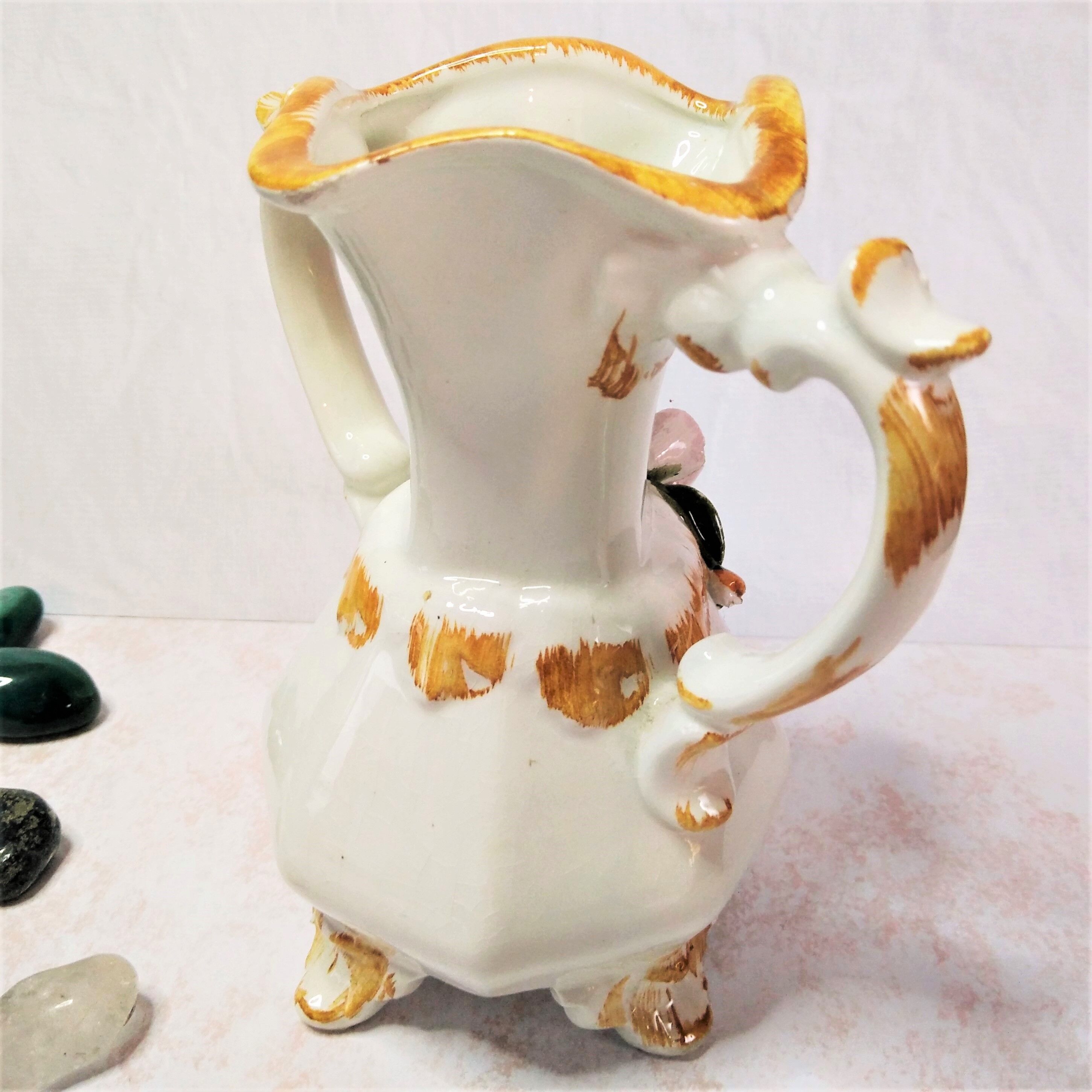 Vase soliflore, earthenware, signed Bassano, floral decoration