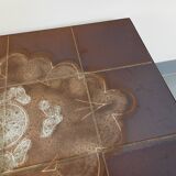 Vintage rectangular coffee table from the 60s 70s in ceramic, black metal and chrome metal