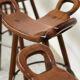 Vintage Sergio Rodrigues style bar stool, solid wood saddle stool, Brazilian modern