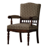 Fauteuil danois moderne en bois tourné avec tissu floral, début du XXe siècle