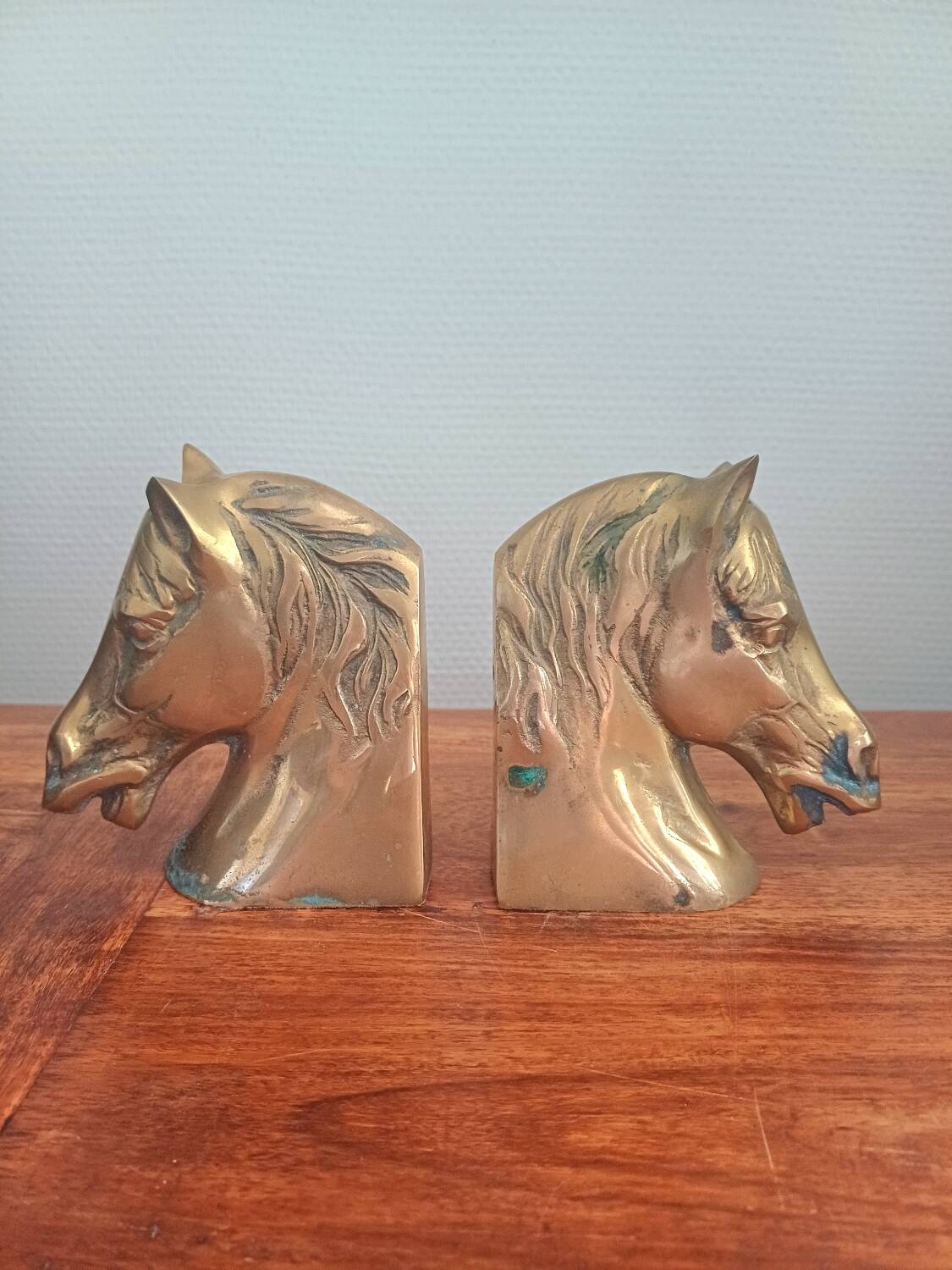 Pair of Vintage Brass Horse Bookends