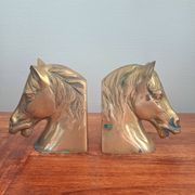 Paire de serre-livres vintage en laiton en forme de cheval