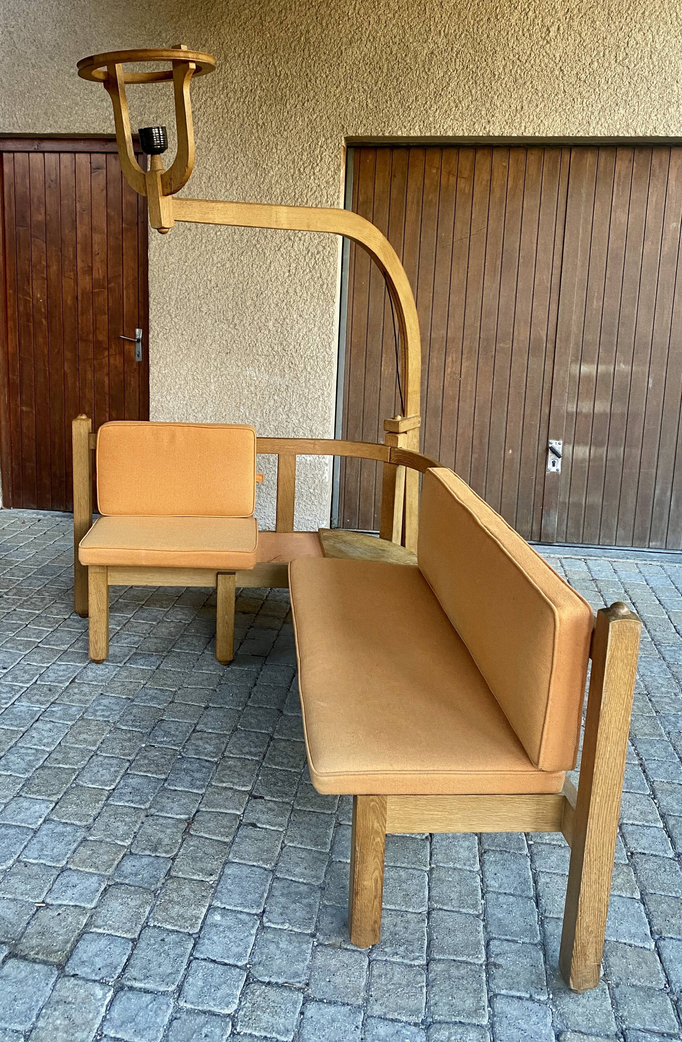 Corner bench and incorporated floor lamp guillerme et chambron