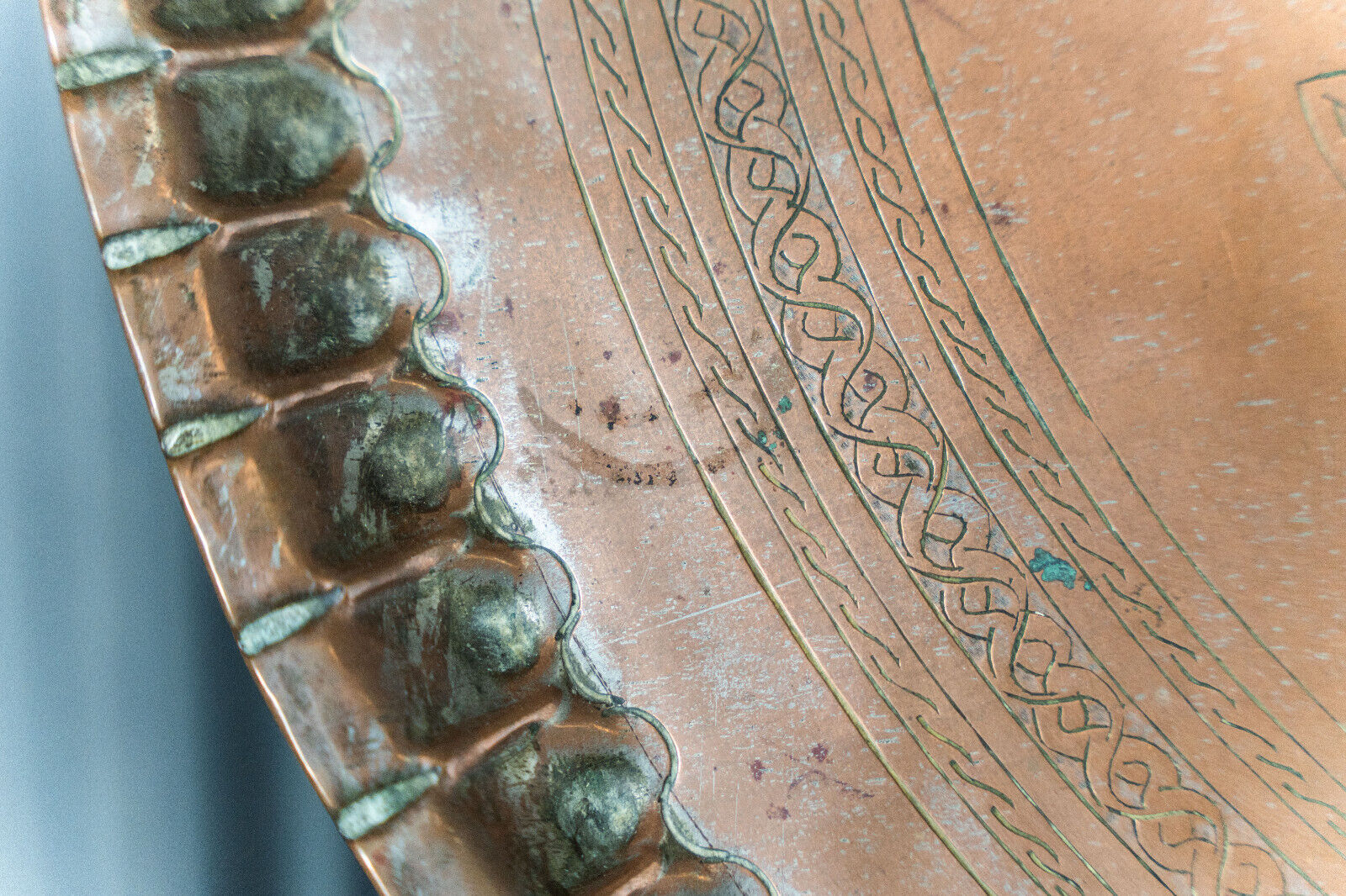 Moroccan tray for copper tea engraved early twentieth century
