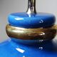 Vintage lamp Att. Le Dauphin in cobalt blue and gold ceramic, 1960s-1970s.