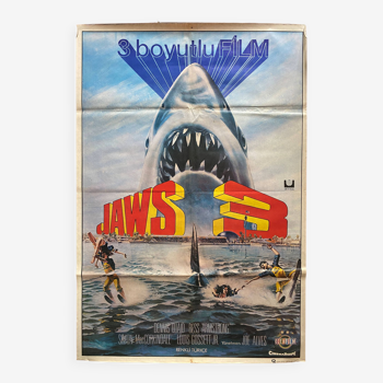 Affiche cinéma originale "Les Dents de la Mer 3 Jaws" Dennis Quaid 68x100cm 1983