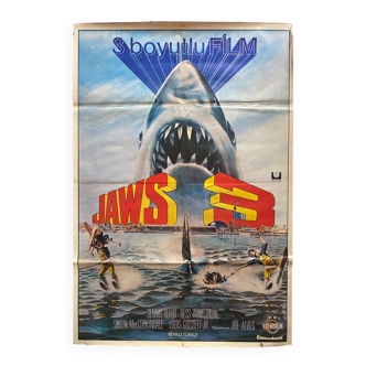 Affiche cinéma originale "Les Dents de la Mer 3 Jaws" Dennis Quaid 68x100cm 1983