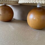 Set of 2 solid wood bedside lamps