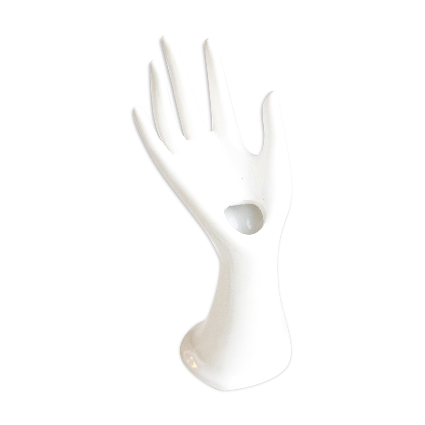 Hand ring white porcelain vase 70s