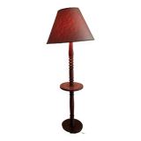 Turned wooden floor lamp