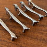 Set of 5 vintage dachshund knife rests – Metal dog knife rests