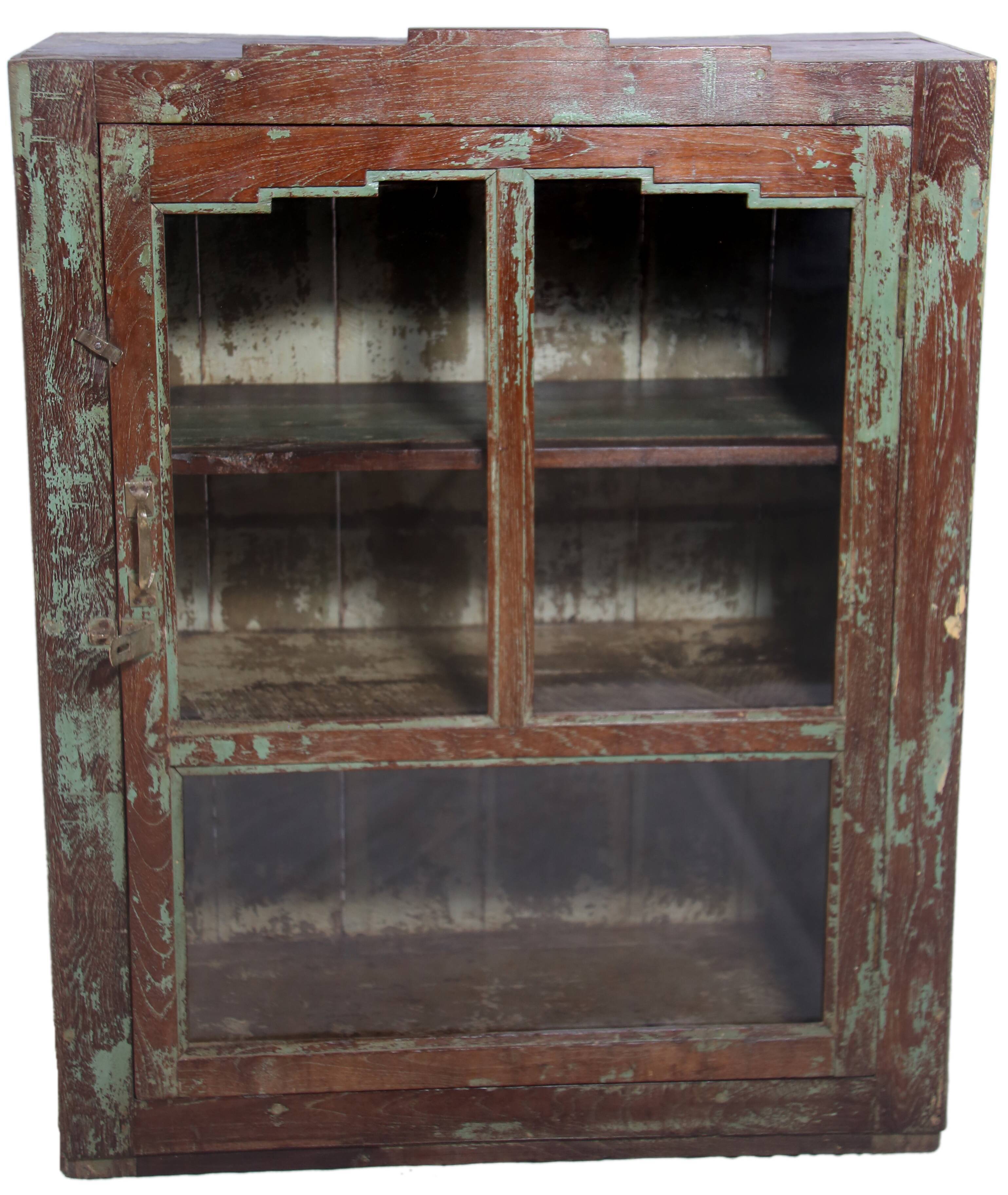 Vaisselier vitrine en teck birman ancien