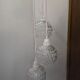 Suspension cascade three globes in cut glass vintage and pink wire