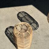 Large lantern-shaped rattan pendant lamp H50 D24