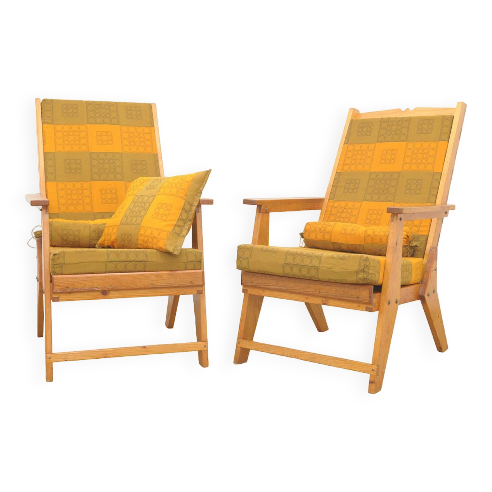 Fauteuils en bois de pin de style scandinave, années 1970, set de 2