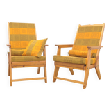 Fauteuils en bois de pin de style scandinave, années 1970, set de 2