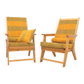 Fauteuils en bois de pin de style scandinave, années 1970, set de 2
