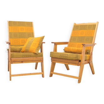 Fauteuils en bois de pin de style scandinave, années 1970, set de 2