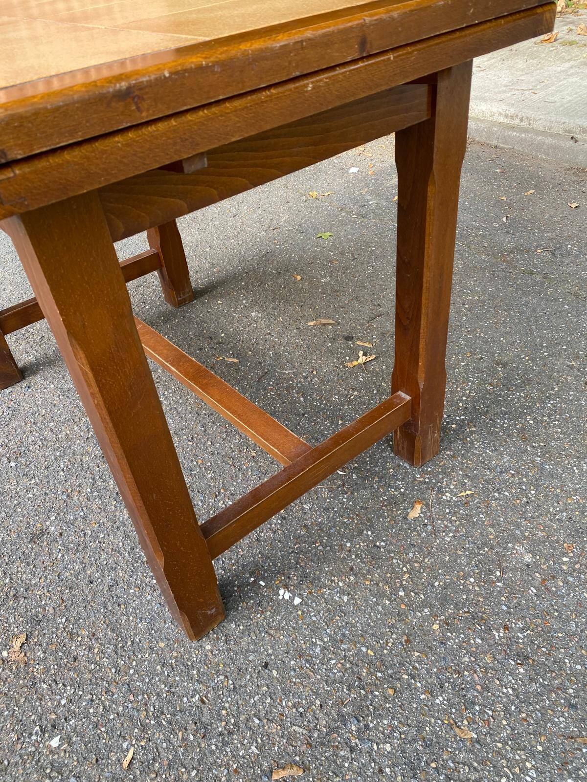 Farmhouse style solid wood and tile kitchen dining table