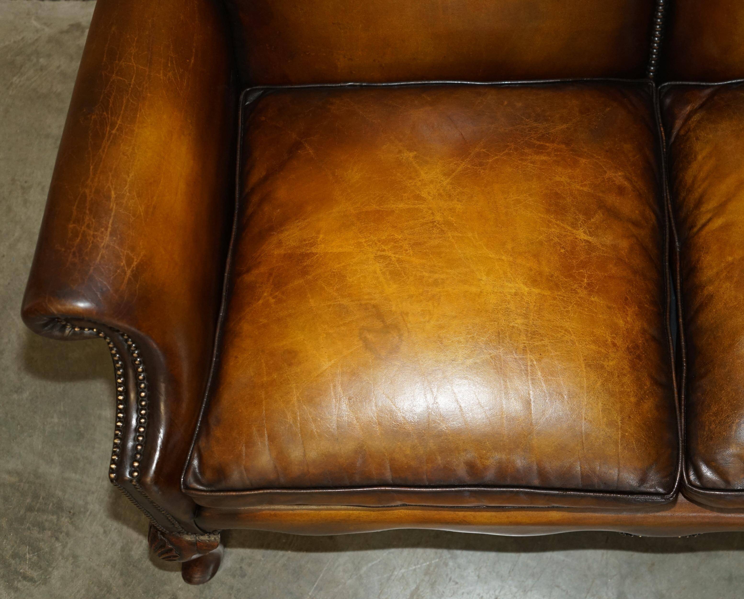 Victorian restored George II style high-back leather canapé