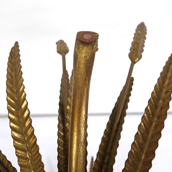 Table basse en forme de gerbe de blé dorée Hollywood Regency dans le style de Coco Chanel, années 1960.