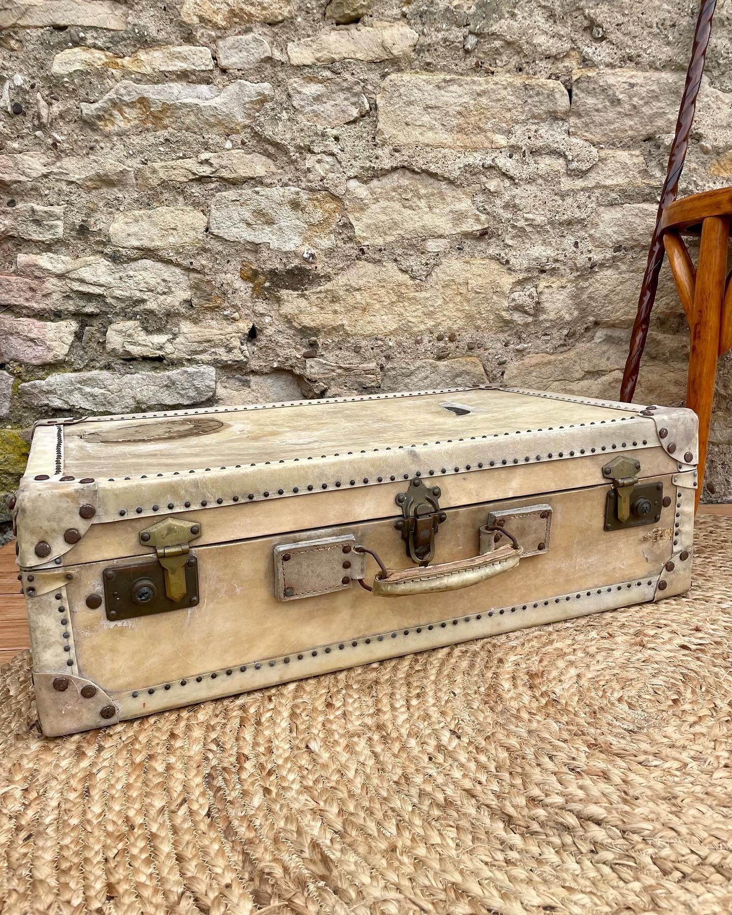 Old wood and leather suitcase