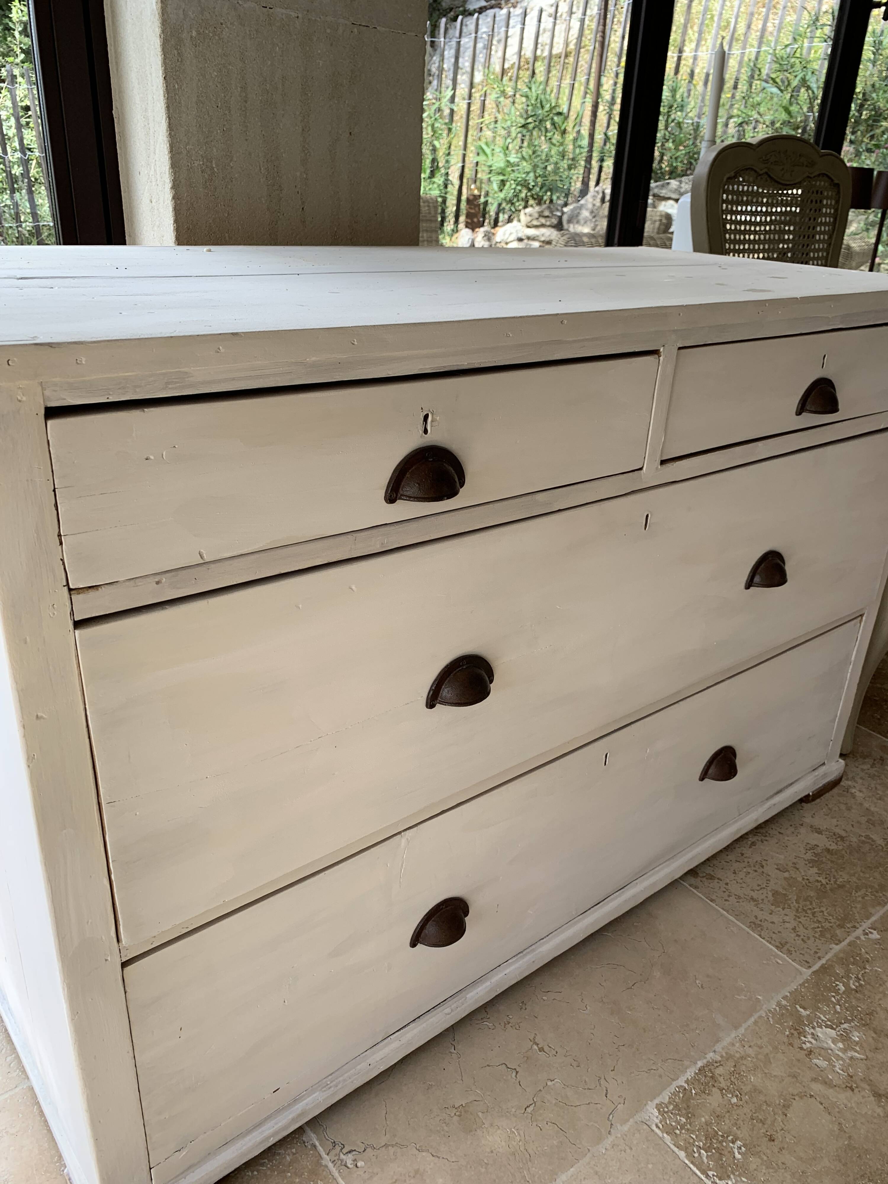 Charming old country sideboard painted in lime white
