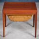 Mid-Century Teak Nightstand or Sewing Table by Severin Hansen for Haslev Møbelsnedkeri, Denmark, 1950s