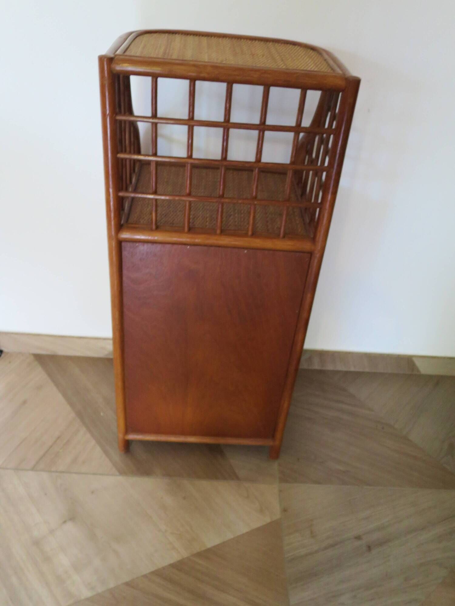 Vintage - sideboard - chest of drawers - woven rattan chest of drawers - wood - bamboo - 80s