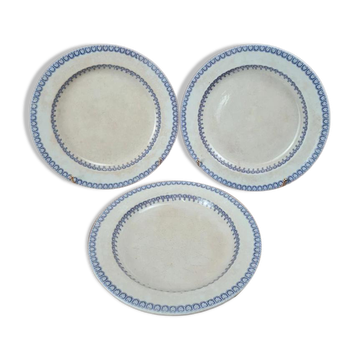 Set of 3 large antique plates, W. Adams & Sons, Etruscan Border design, Victorian Era.
