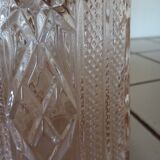 Carafe and bottle of pink glass and worked