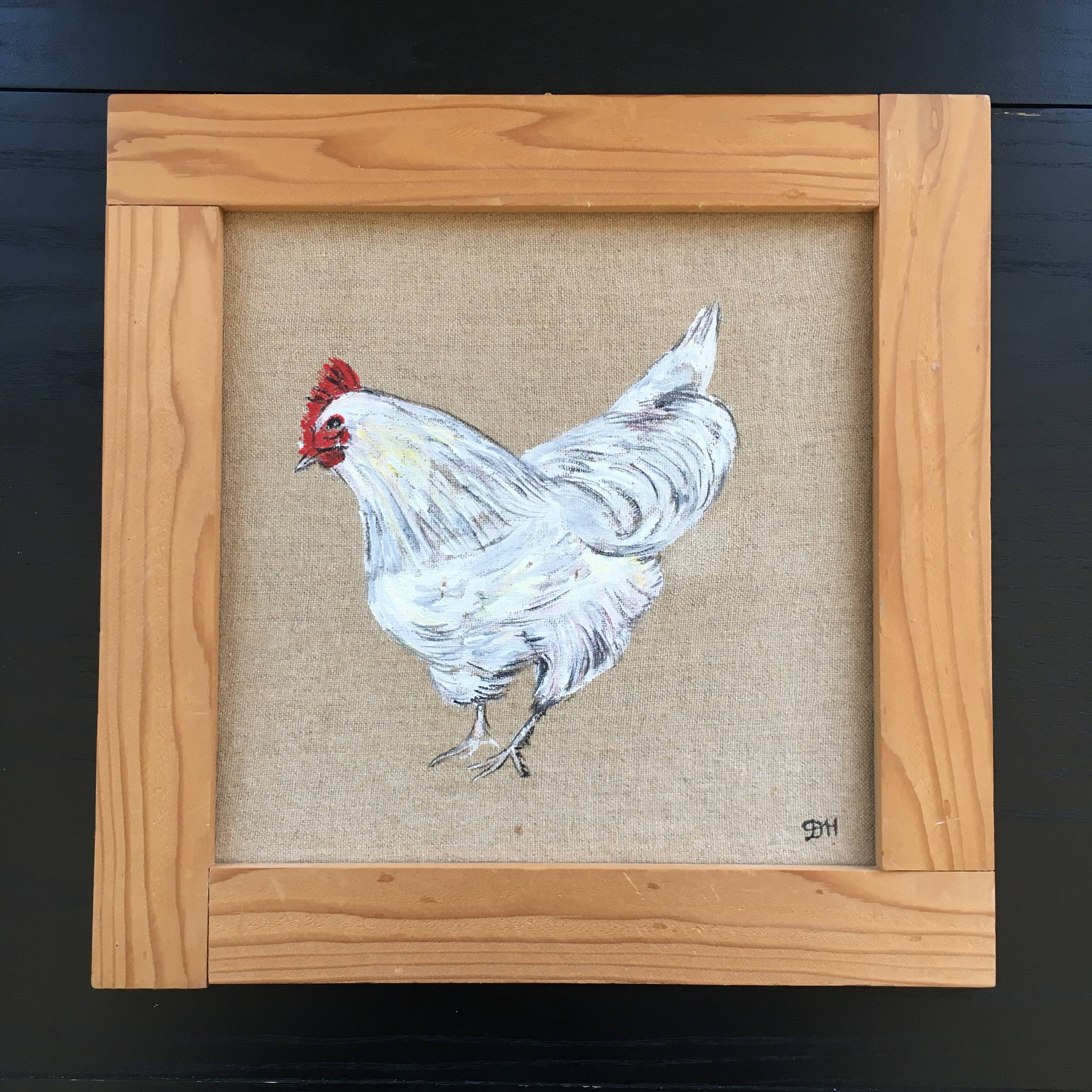 White hen painting