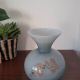 Vase rond en opaline bleu gris