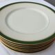 Set 6 porcelain plates Aux Lions de Faïence 1920 imperial green and gold