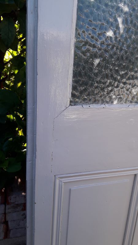Glass door 82,8x215,3cm old translucent glazing