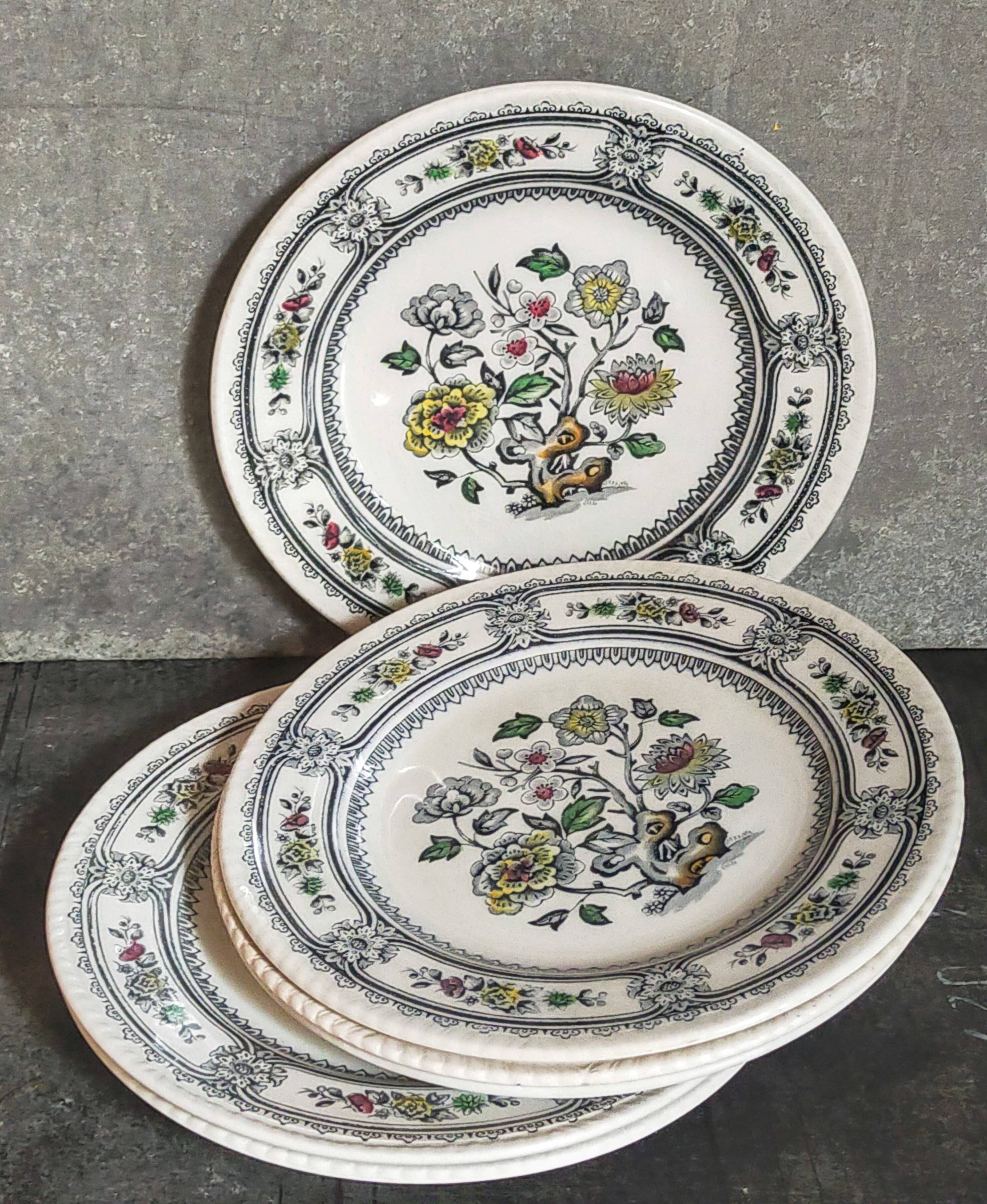 Six English porcelain dessert plates WOOD & SONS Dorset service