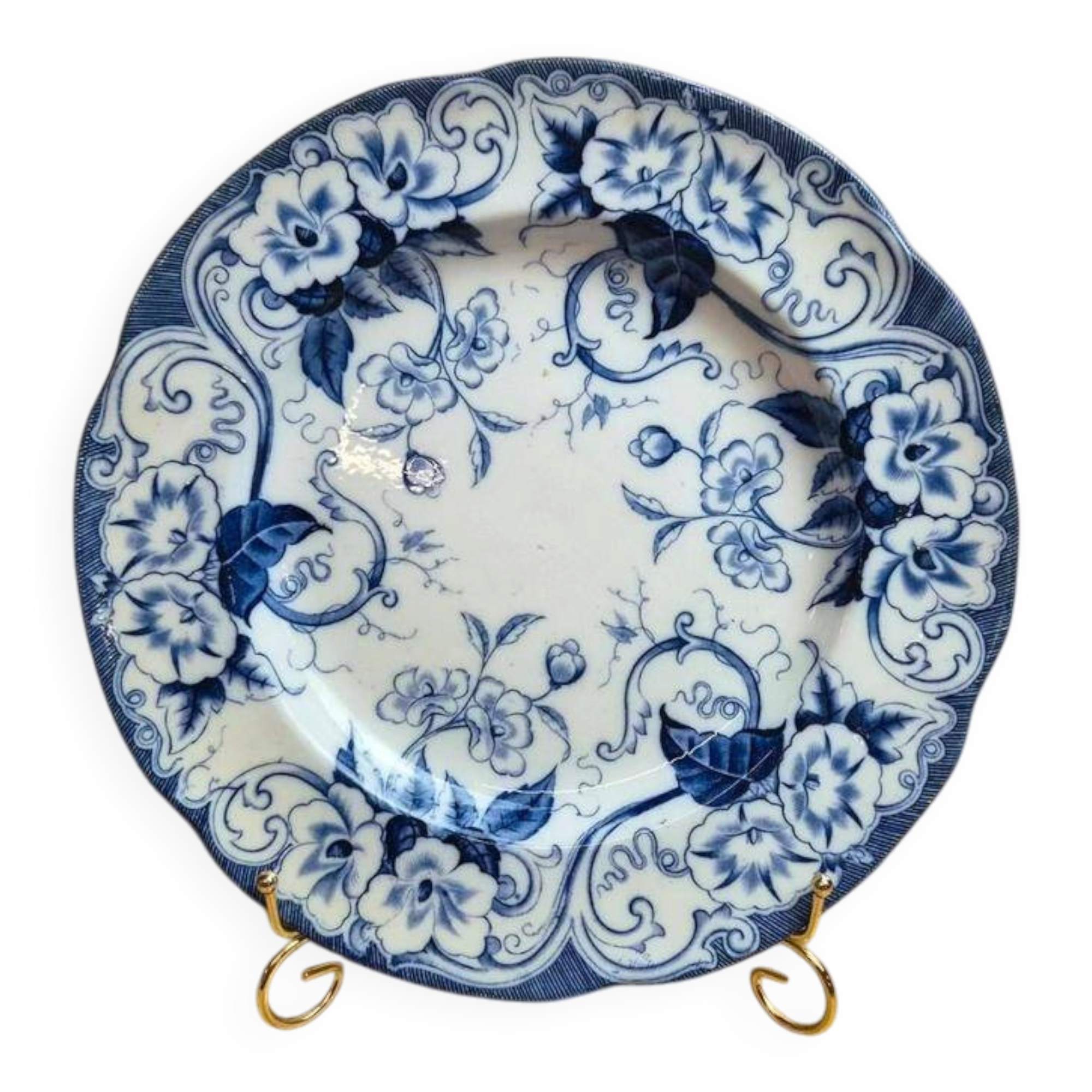 Large ironstone dish Creil & Montereau – Flora model – 30.5 cm