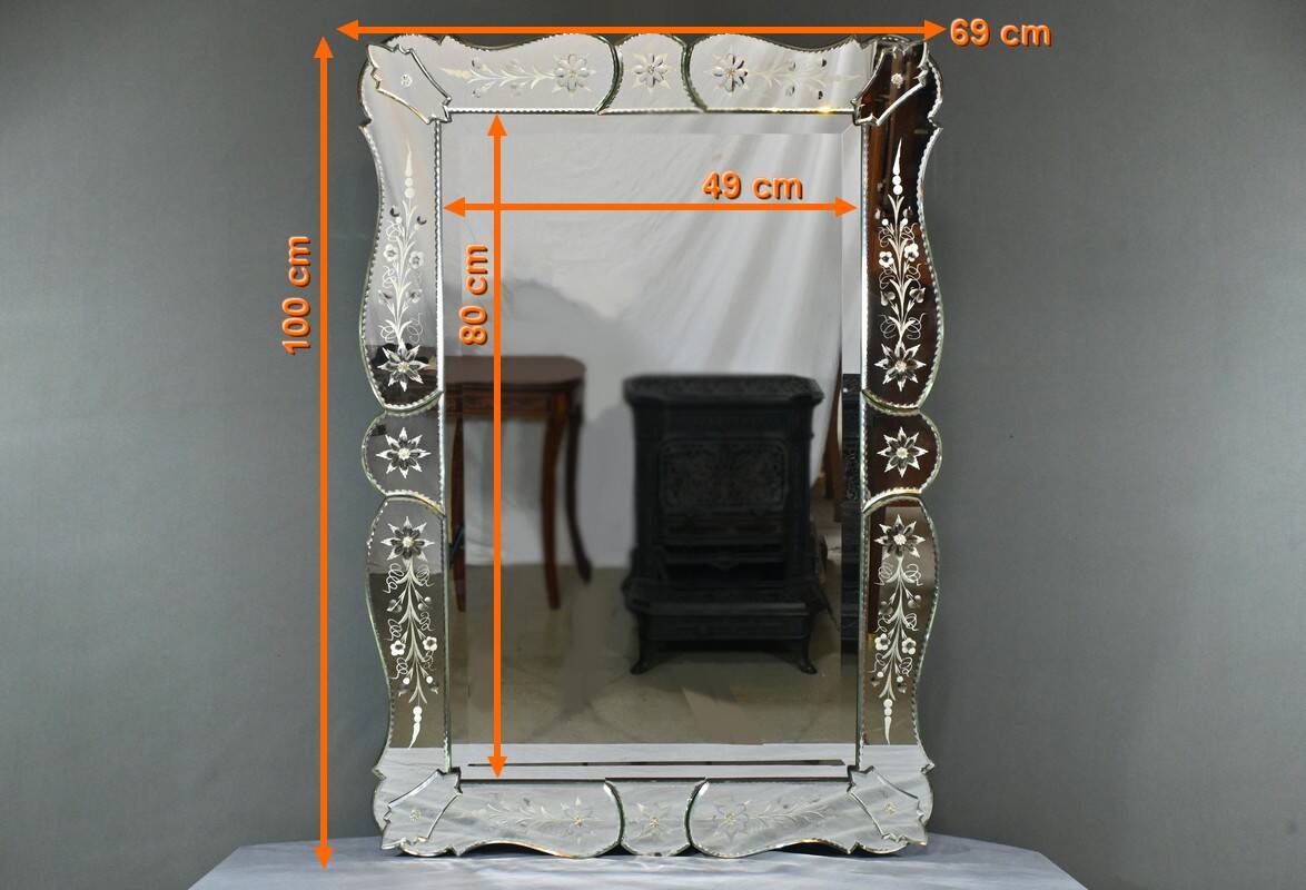 Venetian Murano Glass Mirror, Italy – Early 20th Century