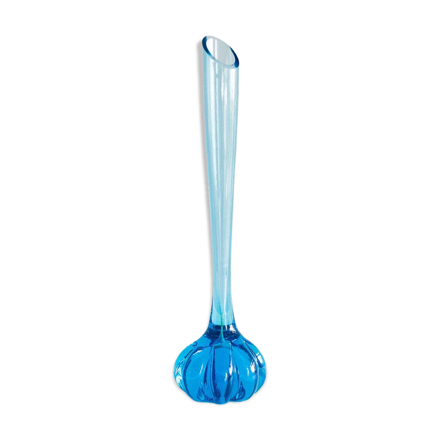 Vintage bright blue glass vase