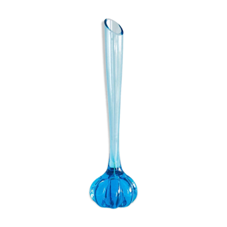 Vase vintage en verre bleu vif